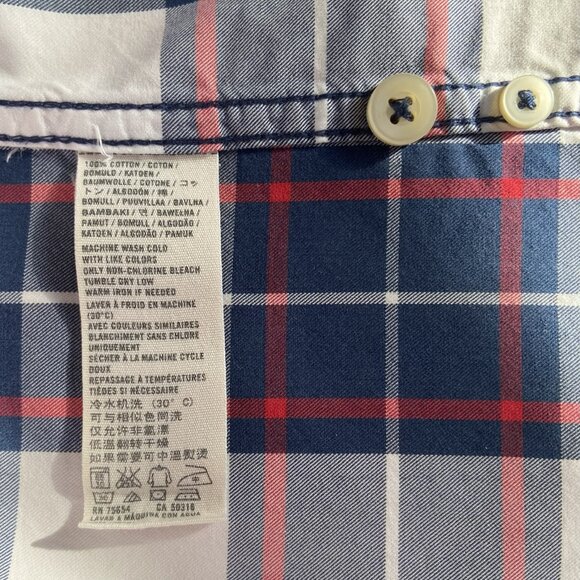 Abercrombie & Fitch Vintage Y2K Muscle Fit Plaid Button Down Shirt Navy Red (M) - Picture 8 of 10